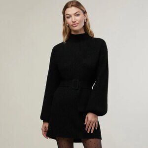 NWT Rachel Parcell Mock Neck Belted Sweater Dress, xs